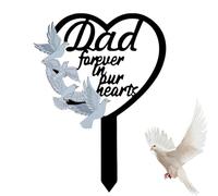 Duminyu Metal Dad Memorial Stake with Dove Design,Waterproof Grave Ornament & Memorial Plaque-Cemetery Decor,Headstones Marker,Memorial Gifts for Loss of Father,Outdoor Garden Lawn Decoration