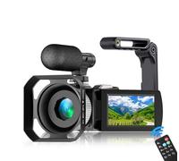 Dumjug Digital Camcorder, Video Camera 4K for Students Teens Beginner, 4K 60FPS Video 48MP Photo, with Stabilizer, Lens Hood, Extral Mic, Memory Card