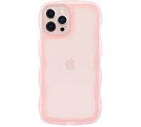 Dumkery Cute Case Compatible with iPhone 11 Pro Max Case, Clear Pink Curly Wave Frame Anti Slip Soft TPU Shockproof Case Cover for Girls Women