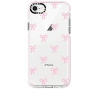 Dumkery Cute Phone Case Compatible with iPhone SE 2020/ SE 2022 Case, Bow Girly Aesthetic Pattern, iPhone 6/ 6s/ 7/8 Case, Soft TPU Shockproof Bumper Cover for Girls Women Pink