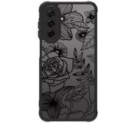 Dumkery Cute Phone Case Compatible with Samsung Galaxy A17 4G/ 5G, Rose Aesthetic Black Line Art Flowers Pattern Print, Hard PC Heavy Duty Protection Cases Cover for Girls Women