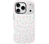 Dumkery Cute Pink Flowers Case Compatible with iPhone 17 Pro Max, Floral Leaf Aesthetic Pattern, Anti Yellowing Soft Clear TPU Shockproof Bumper Cases Cover for Girls Women