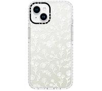 Dumkery Cute White Flowers Phone Case Compatible with iPhone 14 Plus, Clear Floral iPhone 15 Plus Case with Aesthetic Pattern, Soft TPU Shockproof Bumper Cover for Girls Women