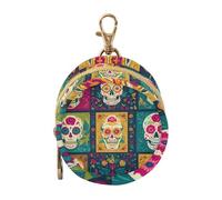 Dummy Bag Colorful Pattern Skulls Roses Soother Pods Pacifier Pouch Case Holder Soother Pod Box Pacifier Holder Case Travel Case Attach to Diaper Bags Hold Pacifier for Keys Earphones Lip Balm