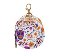 Dummy Bag Colorful Sugar Skulls Soother Pods Pacifier Pouch Case Holder Soother Pod Box Pacifier Holder Case Travel Case Attach to Diaper Bags Hold Pacifier for Keys Earphones Lip Balm