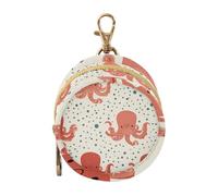 Dummy Bag Cute Orange Octopus Pattern Print Soother Pods Pacifier Pouch Case Holder Soother Pod Box Pacifier Holder Case Travel Case Attach to Diaper Bags Hold Pacifier for Keys Earphones Lip Balm
