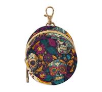 Dummy Bag Pattern Colorful Skulls Soother Pods Pacifier Pouch Case Holder Soother Pod Box Pacifier Holder Case Travel Case Attach to Diaper Bags Hold Pacifier for Keys Earphones Lip Balm