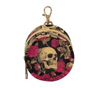 Dummy Bag Pattern Skulls and Roses Soother Pods Pacifier Pouch Case Holder Soother Pod Box Pacifier Holder Case Travel Case Attach to Diaper Bags Hold Pacifier for Keys Earphones Lip Balm