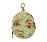 Dummy Bag Watercolor Pattern Adorable Highland Cows Soother Pods Pacifier Pouch Case Holder Soother Pod Box Pacifier Holder Case Travel Case Attach to Diaper Bags Hold Pacifier for Earphones Lip Balm