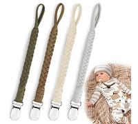 Dummy Chain Cotton Dummy Chain for Girls and Boys Dummy Chain Clips for Bibs Triangular Scarf Teat Pack of 4 (Brown)