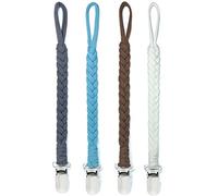 Dummy Chain, Dummy Chain Clip, ZKSMNB Cotton Dummy Chain, 4 Pieces Boys Dummy Chain Clips for Bibs Triangular Scarf Teat (Boy)