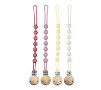 Dummy Clip, 4-Pack Dummy Clips with Secure Fastening, MAM Dummy Clip for Everyday Use, Soft Silicone Material in Pastel Purple Green Cream Light Yellow Shades