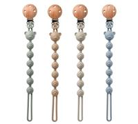 Dummy Clip, 4-Pack Soother Clips with Mam Dummies Compatibility, Silicone Pacifier Clips for Daily Use, Blue Light Grey Green Earth Tones Assortment