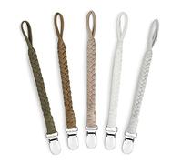 Dummy Clip for Boys and Girls Pacifier Holder Leash Smoother Clip 100% Handmade Braided Fits All Pacifiers -Modern Unisex Baby Birthdays Set（5 PCS）