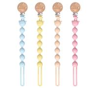 Dummy Clips Silicon Easy to Clean: 4 PCSPacifier Clips Portable and Easy to Carry,Dummy Chain and Teether 2-in-1 Design,Mam Soother Clips Cute BPA Free