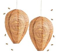 Dummy Wasp Nest, Weatherproof, 100% Waterproof, Made of Polyester, Artificial Wasp Nest, Dummy Hornet Nest, Wasp Trap for Outdoors, Deterrent of Wasps and Hornets (2 Pieces Khaki)