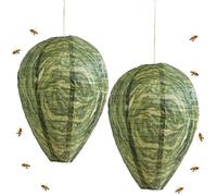 Dummy Wasp Nest, Weatherproof, 100% Waterproof, Made of Polyester, Artificial Wasp Nest, Dummy Hornet Nest, Wasp Trap for Outdoors, Deterrent of Wasps and Hornets (2 Pieces, Green)