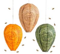 Dummy Wasp Nest, Weatherproof, 100% Waterproof, Made of Polyester, Artificial Wasp Nest, Dummy Hornet Nest, Wasp Trap for Outdoors, Deterrent of Wasps and Hornets (Pack of 3)