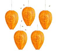 Dummy Wasp Nest, Weatherproof, 100% Waterproof, Made of Polyester, Artificial Wasp Nest, Dummy Hornet Nest, Wasp Trap for Outdoors, Deterrent of Wasps and Hornets (5 Pieces, Yellow)