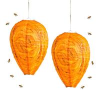 Dummy Wasp Nest, Weatherproof, 100% Waterproof, Made of Polyester, Artificial Wasp Nest, Dummy Hornet Nest, Wasp Trap for Outdoors, Deterrent of Wasps and Hornets (2 Pieces, Yellow)
