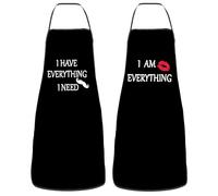 Dumoldpa 2Pcs Aprons Funny I Have Everything & I Am Everything Cooking Kitchen Aprons for Women Men Chef Valentine's Day Anniversary Wedding Gifts for Couple Cool Bridal Engagement Gifts