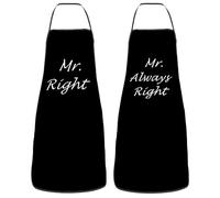Dumoldpa 2Pcs Mr Right Mr Always Right Aprons Funny Cooking Kitchen Aprons for Men Chef Waterdrop Resistant Wedding Gifts for Gay Couple Valentine's Day Gifts Engagement Gifts