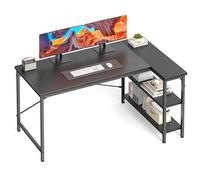 DUMOS 47" L Shape Corner Desk with Storage Shelves Reversible Writing Desk Work Bedroom Dorm Modern Black