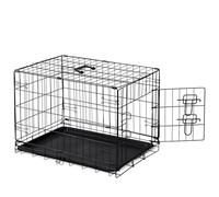 DUMOS Dog Crate, 30 Inch Medium Single Door Dog Cage with Divider Panel and Plastic Leak-Proof Pan Tray, Folding Metal Wire Pet Kennel for Indoor, Outdoor, Travel