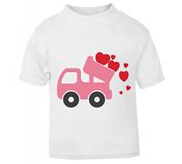 Dump Truck Dumping Hearts Spreading Love (Romantic Quotes for Couples, Anniversary) Short Sleeve Cotton Toddler t Shirt, 1-2 Years, White