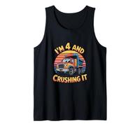 Dump Truck Im 4 and Crushing It 4th Birthday Tank Top