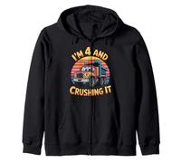 Dump Truck Im 4 And Crushing It 4th Birthday Zip Hoodie