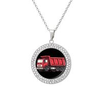 Dump Truck Women's Necklaces Round Alloy Pendant Necklace Minimalist Jewelry