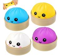 Dumpling Bao Squishy,4Pcs Squishy Dumplings Toy,Dumplings Soft Slow Rising Stress Balls Anxiety Relief,Mystery Dumpling Real Squishies,Cute Fidget Sensory Toys for Adults Kids