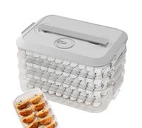 Dumpling Box - Stackable Food Tray, Reusable Snack Container, Freezer-safe Organizer | 4 Layers Storage Box With Lid, Date Timer Refrigerator Compartment For Dumpling, Wonton, Cookie, Meal Prep, Kitch
