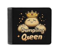 Dumpling Cute Queen Bi-fold Men's Wallets with 6 Card Slots Slim Travel Purse Leather Money Clip