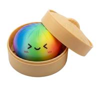 Dumpling Fidget, Rainbow Dumpling Fidget, Sensory Stimulation and Stress Relief, Portable Relaxation Tool with Bamboo Steamer for Desk Decor and Interactive Play