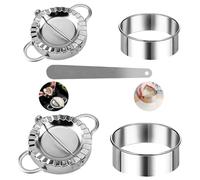 Dumpling Maker, 5 Pcs Dumpling Maker Set, Stainless Steel Dumpling Maker Set Dumpling Mould Ravioli Maker and Flour Ring Cutter with Stuffing Spoon for Dumpling Ravioli Pastry Empanadas