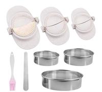 Dumpling Maker, 8 Piece Ravioli Shaper Set, Dumpling Maker, Empanadas Press Mould Set with Round Dough Cutter, Ravioli Maker, Gyoza Maker, 3 Sizes ravioli Cutter 7 cm/8 cm/11 cm, Beige