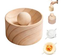 Dumpling Maker Wood, 8 x 5 cm Dumpling Wrapper Maker with 3.5 cm Ball Handle, Non-Stick Wooden Dumpling Skin Press, Easy Manual Skin Shaper, Kitchen Gadget for Home Cooking Apartments Re