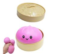 Dumpling Squeeze Toy, Mega Rainbow Dumplings, Cute Anxiety Relief Fidget Toy, Cute Desktop Decoration & Surprise Gift for Kids Teens Adults (Pink)