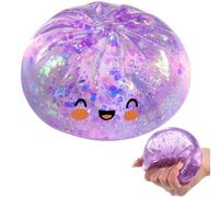Dumpling Squishes Stress Balls with Steamer, Cute Anxiety Relief Toy, Soft Squeeze Decompression Dough for Adults, Simulation Food Squishies Bun (Purple)