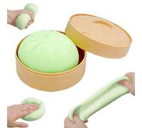 Dumpling Squishies,Giant Dumpling Squishies Mystery Box,Colorful Squeeze Dough Ball Stress Relief Hand Toys, Bun with Food Steamer Stretchy Desk Toys Easter Basket Stuffers Easter Gifts (Green 2.36")