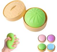 Dumpling Squishies, Giant Glitter Dumpling, Colorful Dumplings Stress Balls Fidget Sensory Stress Ball,Squeeze Dough Ball Stress Relief Hand Stress Ball with Food Steamer Stretchy Desk (Green)