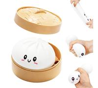 Dumpling Squishies, Glitter Dumpling Mystery Box, Colorful Dumplings Stress Balls Fidget Sensory Toy, Easter Basket Stuffers, Soft Squeeze Decompression Dough for Adults(White)