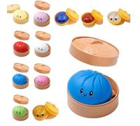 Dumpling Squishies, Glitter Dumpling Mystery Box, Colorful Dumplings Stress Balls Fidget Sensory Toy, Easter Basket Stuffers, Stocking Stuffers with Food Steamer Stretchy Desk Toys (Blue)