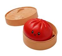 Dumpling Squishies, Glitter Dumpling Mystery Box, Colorful Dumplings Stress Balls Fidget Sensory Toy, Easter Basket Stuffers wiith Food Steamer Stretchy Desk Toys for Adults Teens (red02-1pcs)