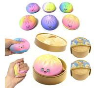 Dumpling Squishies Mystery Box, 2026 Upgrade 6 Colors Random Mystery Glitter Dumpling Squishies Toy Gift Box, Colorful Stress Balls Fidget Sensory Toy with Steamer for Kids Adults