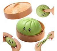 Dumpling Squishies Squeeze Toy,Colorful Dumplings Stress Ball Fidget Sensory Toy With Food Steamer,Perfect Squeeze Toys as Birthday Party Festival Favors (Green) (Green)