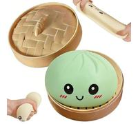 Dumpling Squishies Toy, Bun Bao Squishy Stress Balls, Jumbo Dumpling Squishy Toy With Steamer Box, Funny Bao Bun Stress Toy, Giant Dumpling Squish-y, Anxiety Relief Fidget Toy (Green)