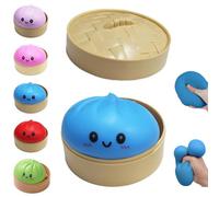 Dumpling Squishies Toy, Giant Dumpling Squish y Mystery Box, 4Inch Colorful Dumplings Stress Balls Fidget Sensory Toyswith Food Steamer, Soft Squeeze Decompression Dough for Adults